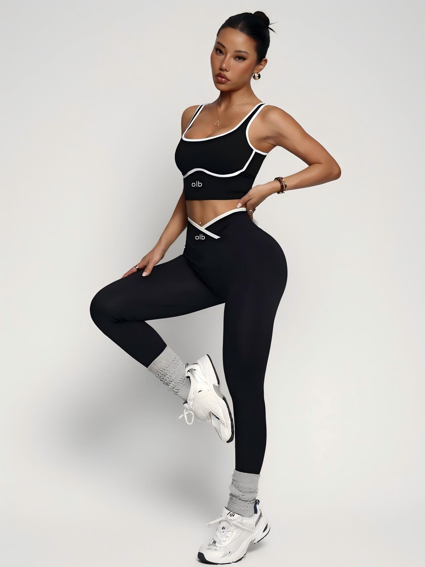 Yoga Fitness Outfit - 2-teiliger neuer Sport-BH, Weste, Hose, Fitnessanzug,